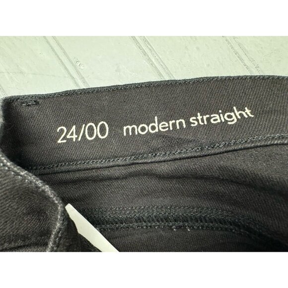 Loft Size 24 00 Womens Jeans Black Modern Straight Low Rise Stretch - Picture 2 of 4